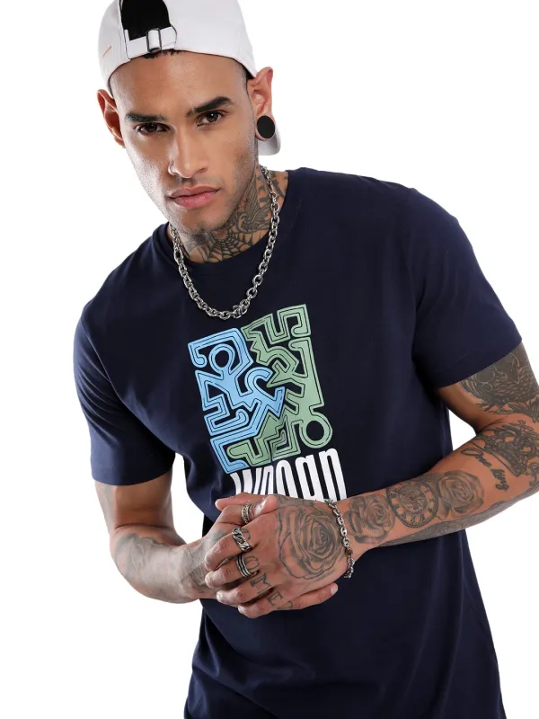 Wrogn Grooves Chest Printed T-Shirt sold by Wrogn