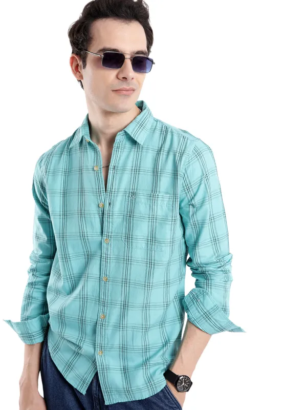 Blue Delight Casual Checked Shirt sold by Wrogn