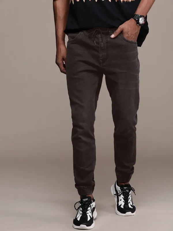 Striking Black Denim Jogger sold by Wrogn