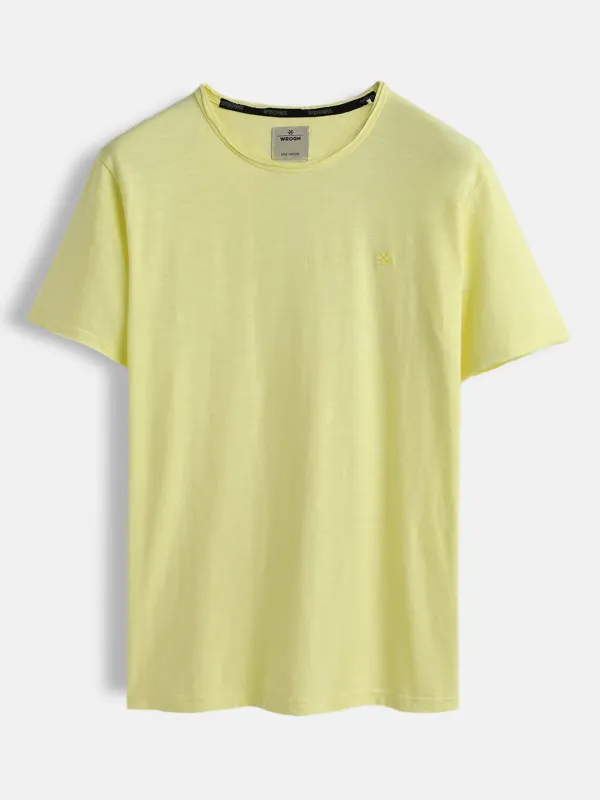 Solid Lemon Crew Neck T-Shirt sold by Wrogn
