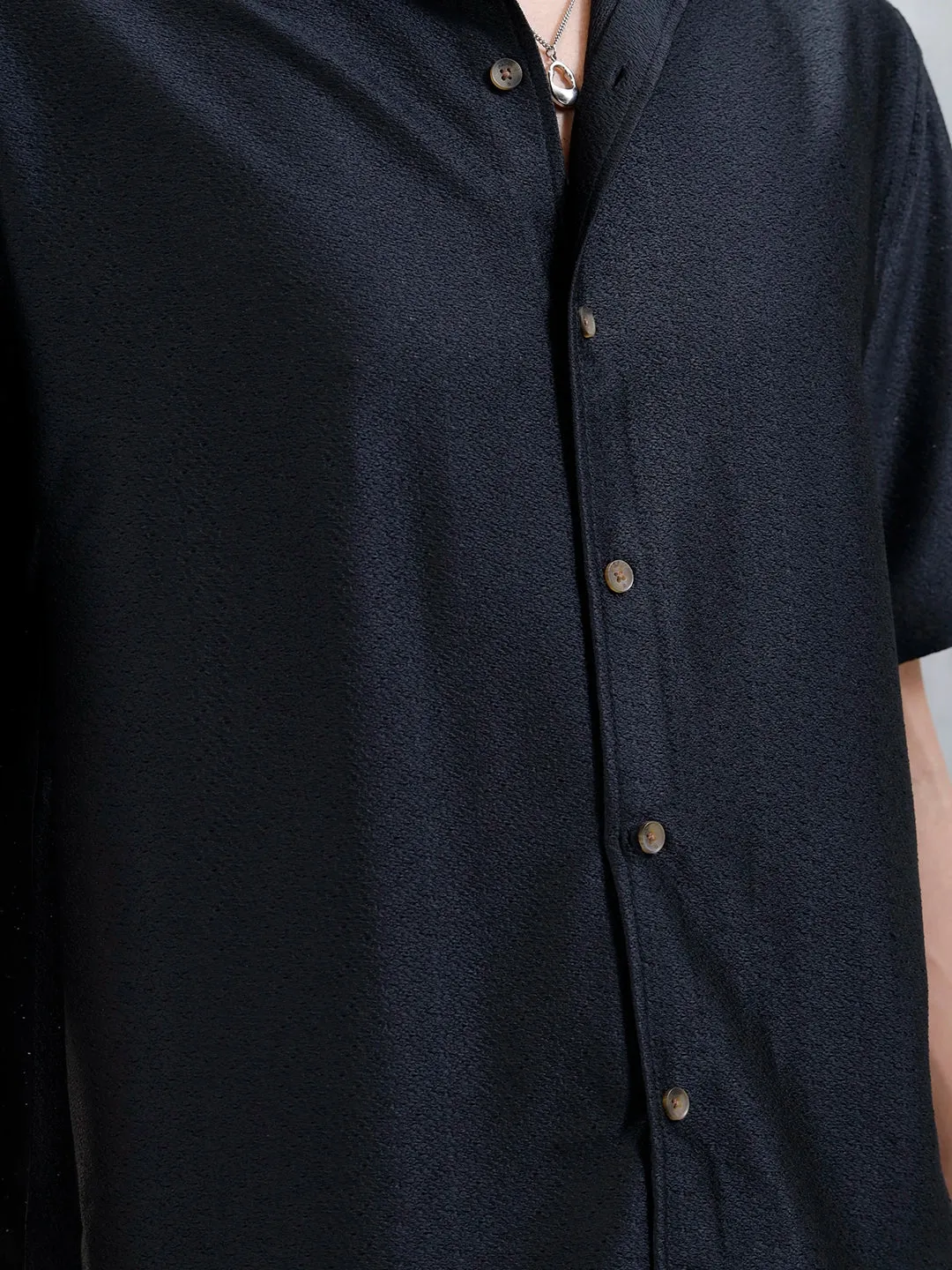 Men's Textured Casual Shirt | Black sold by Wrogn product image thumbnail 5