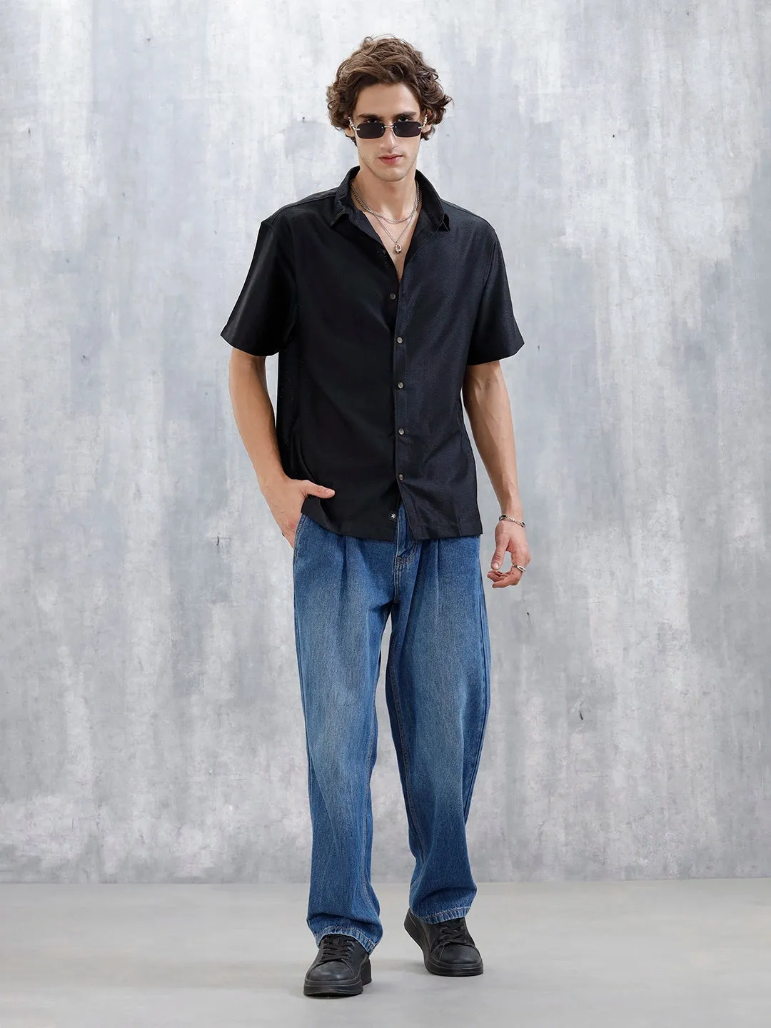 Men's Textured Casual Shirt | Black sold by Wrogn product image thumbnail 2