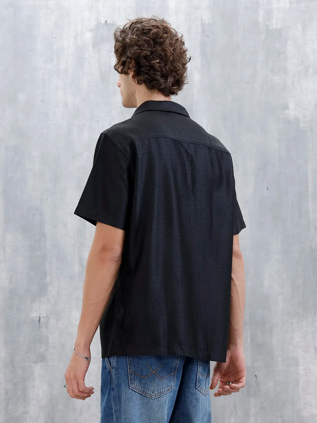 Men's Textured Casual Shirt | Black sold by Wrogn product image thumbnail 3