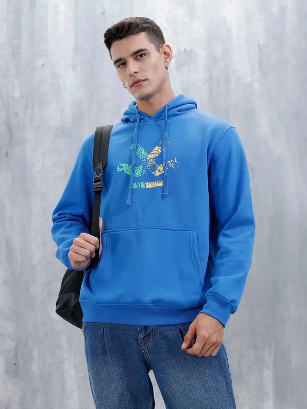Wrogn Comfort Fit Graphic Hoodie Sweatshirt For Men | Blue sold by Wrogn