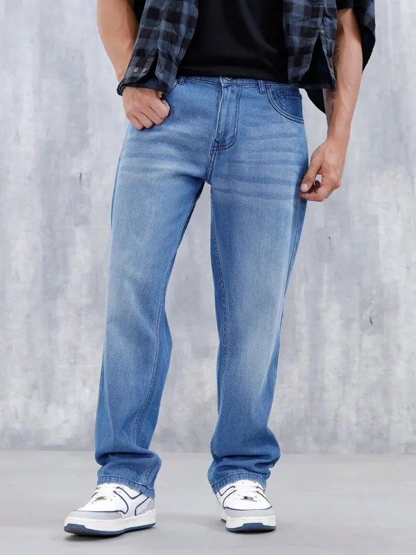 Men's Anti Fit Mid Wash Jeans | Med Stone sold by Wrogn