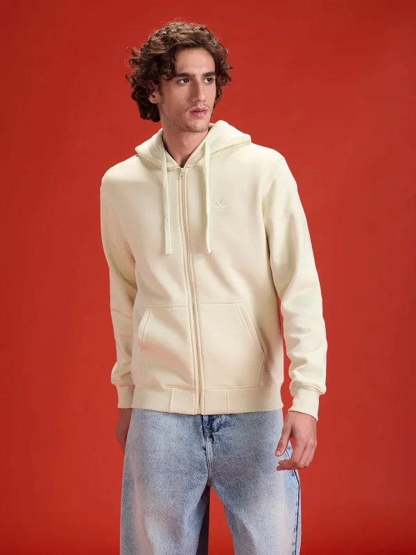 Men’s Solid Zip-Up Hoodie Sweatshirt | Aloe Wash sold by Wrogn