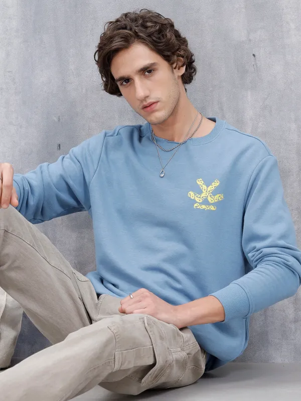 Men's Casual Comfort Fit Branded Sweatshirt | Blue sold by Wrogn