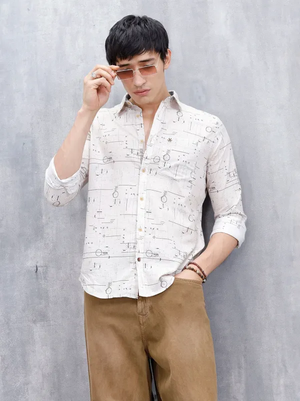 Abstract Aop Slim Fit Men's Casual Shirt | Khaki sold by Wrogn