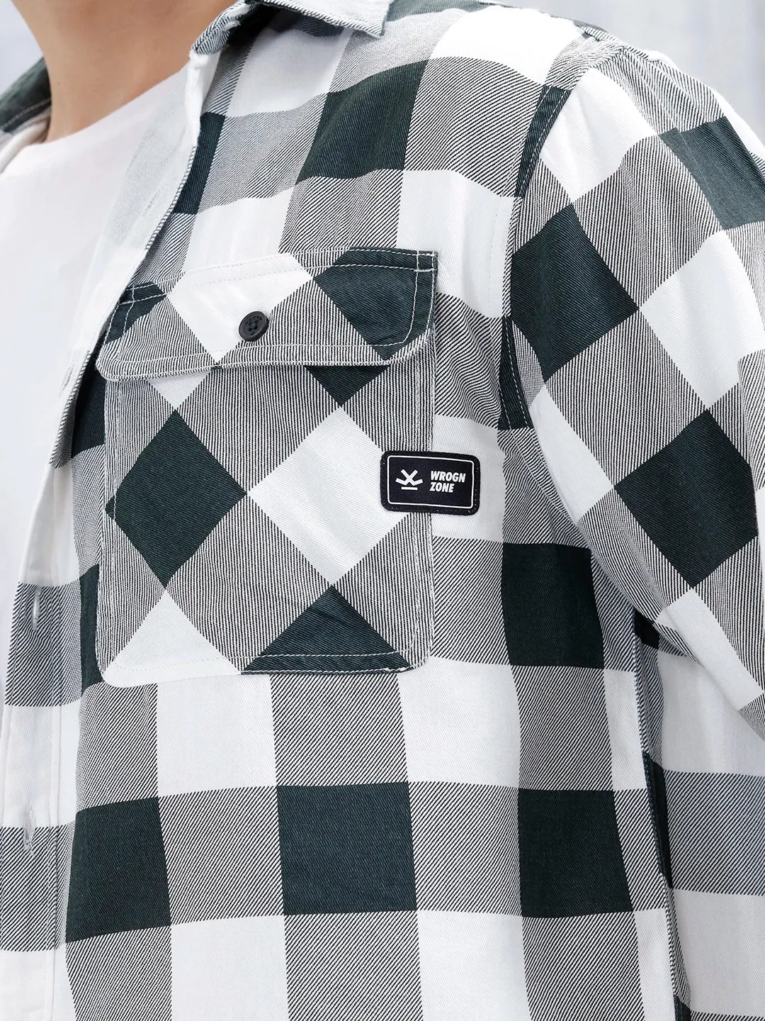 Casual Comfort Fit Checkered Pattern Shirt | Black sold by Wrogn product image thumbnail 5