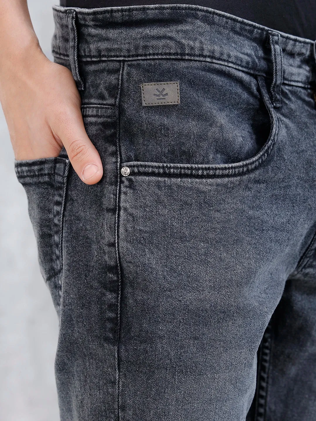 Men's Casual Slim Fit Tapered Jeans | Grey sold by Wrogn product image thumbnail 5