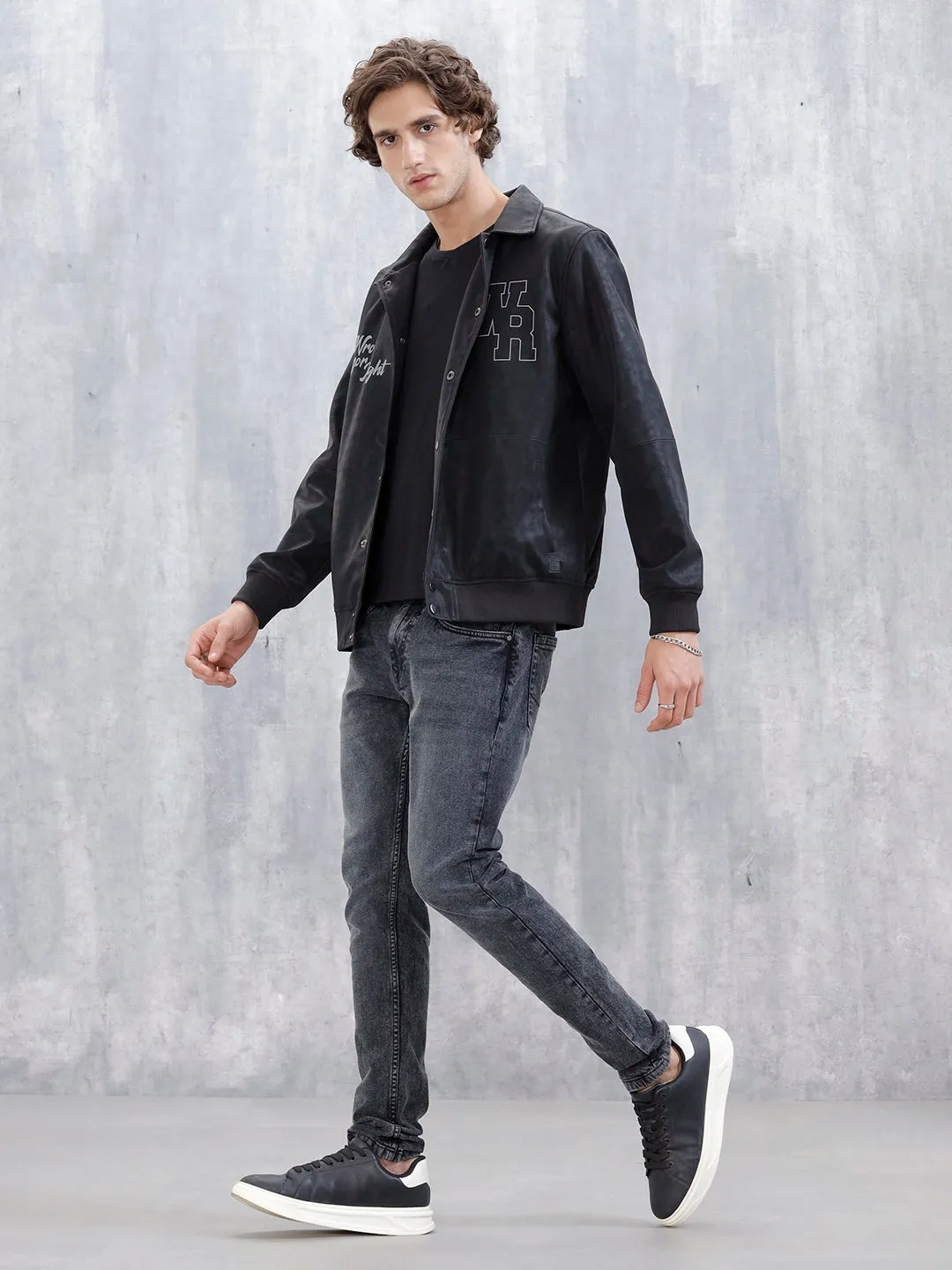 Men's Casual Slim Fit Tapered Jeans | Grey sold by Wrogn product image thumbnail 2