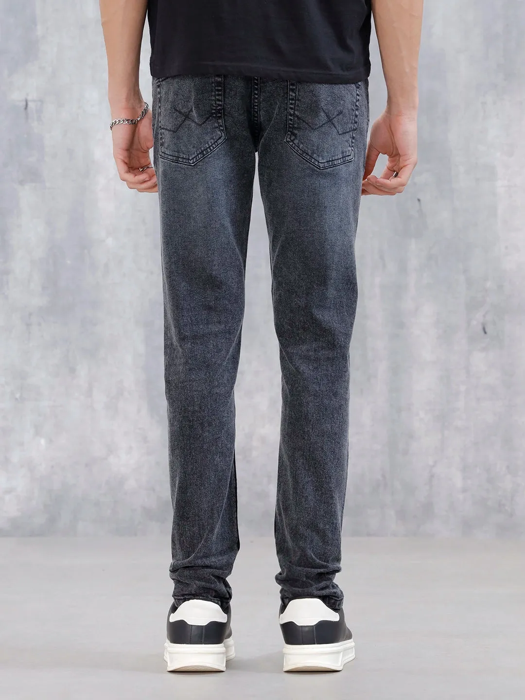Men's Casual Slim Fit Tapered Jeans | Grey sold by Wrogn product image thumbnail 3