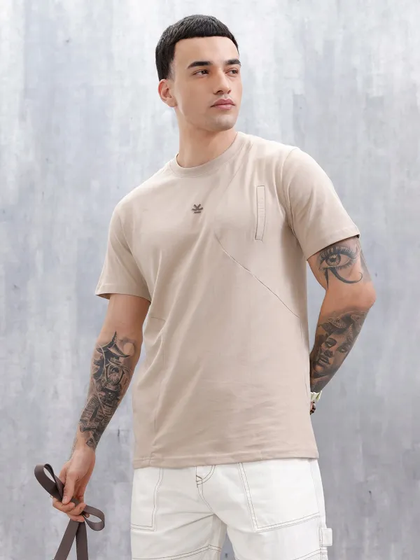 Casual Men's Tshirt With Cut&Sew Detail | Khaki sold by Wrogn