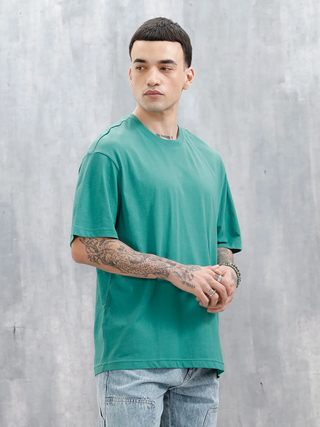 Men's Casual Printed Oversized T-Shirt | Green sold by Wrogn product image thumbnail 4