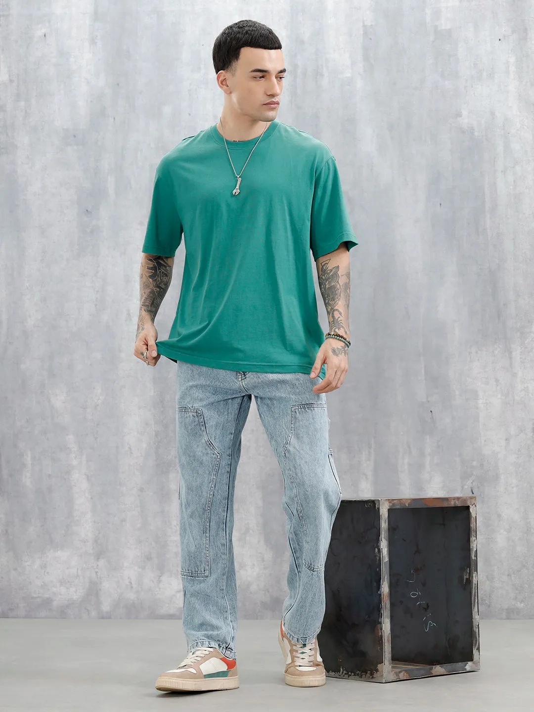 Men's Casual Printed Oversized T-Shirt | Green sold by Wrogn product image thumbnail 2