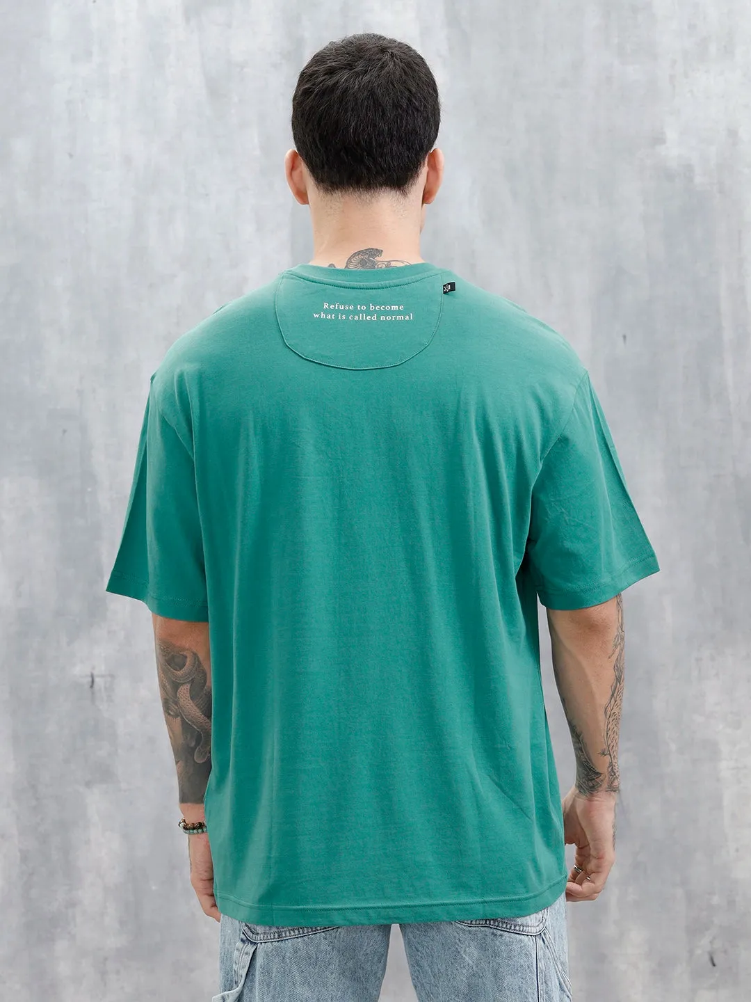 Men's Casual Printed Oversized T-Shirt | Green sold by Wrogn product image thumbnail 3