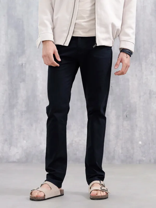 Men's Casual Slim Fit Trousers | Navy Blue sold by Wrogn