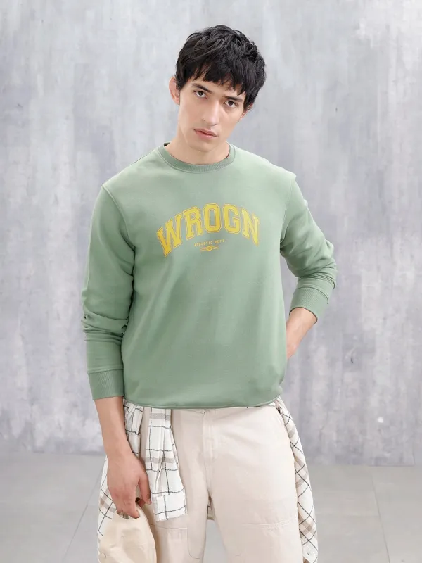 Varsity Printed Men’s Sweatshirt In Comfort Fit | Green sold by Wrogn