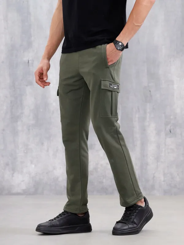 Men’s Straight Fit Knit Jogger With Pockets | Olive sold by Wrogn