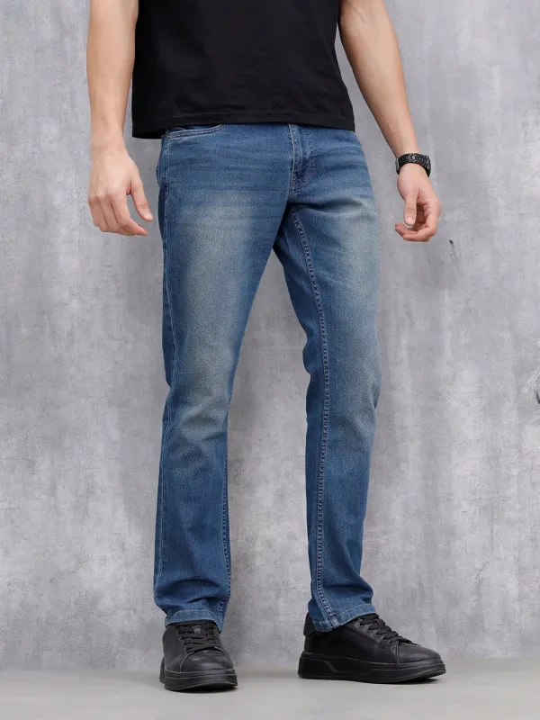 Men's Casual Straight Fit Jeans | Med Stone sold by Wrogn