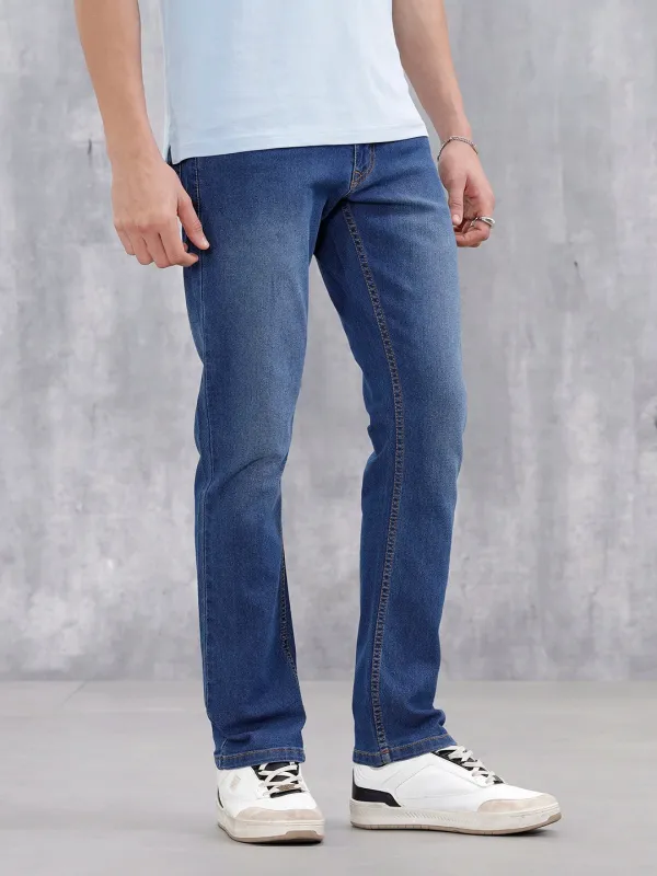 Men's Casual Straight Fit Jeans | Med Stone sold by Wrogn