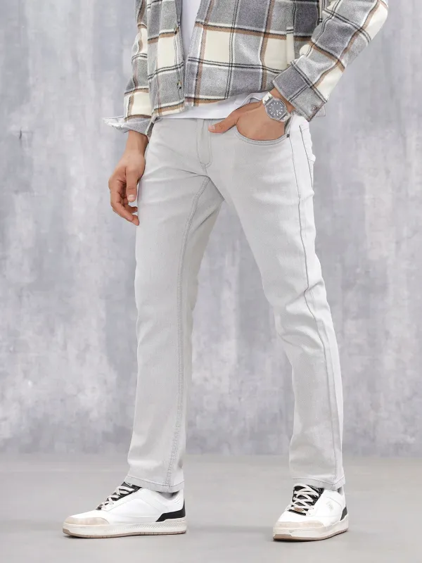 Classic Straight Fit Casual Jeans | Grey sold by Wrogn