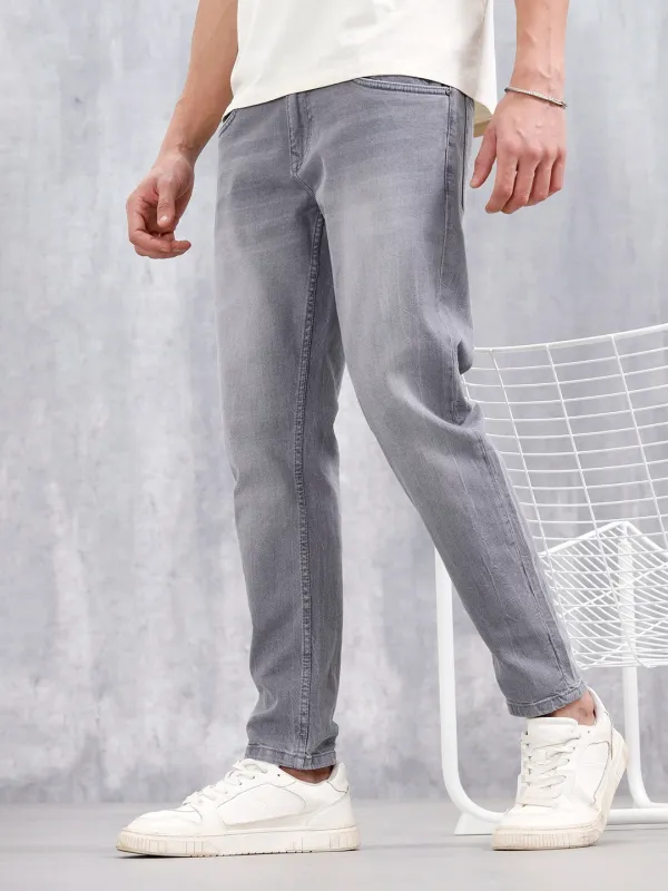 Men Casual Skinny Crop Jeans | Grey sold by Wrogn