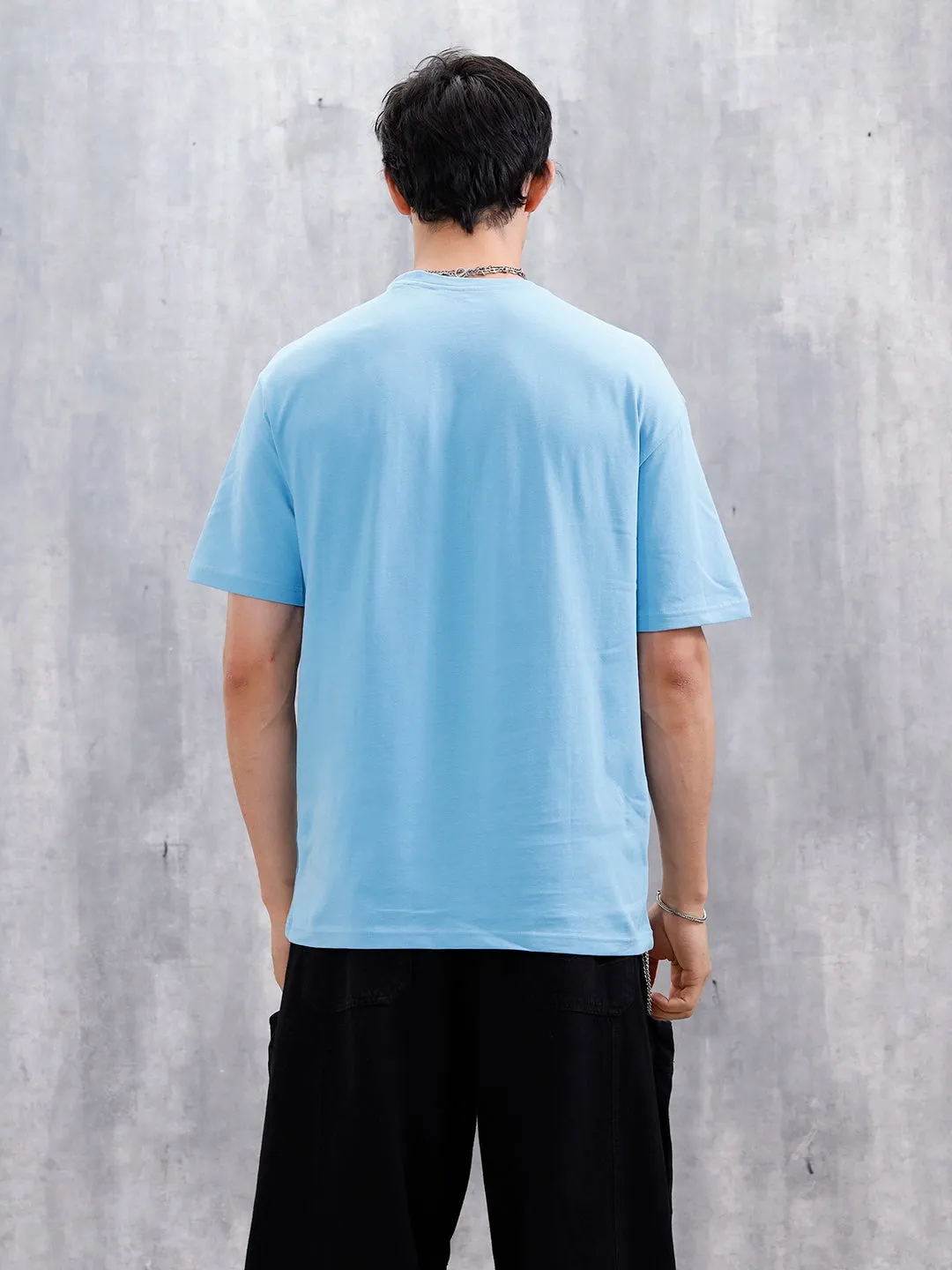 Wrogn Men’s Oversized Graphic Print T-Shirt | Blue sold by Wrogn product image thumbnail 3