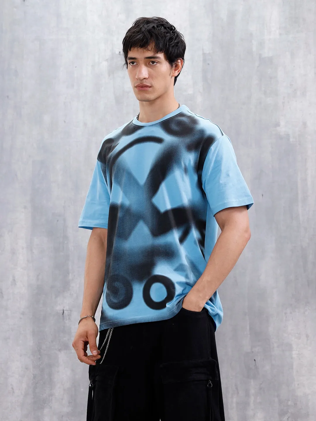Wrogn Men’s Oversized Graphic Print T-Shirt | Blue sold by Wrogn product image thumbnail 4