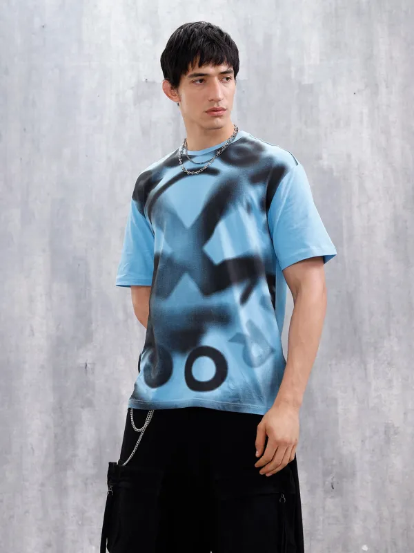 Wrogn Men’s Oversized Graphic Print T-Shirt | Blue sold by Wrogn
