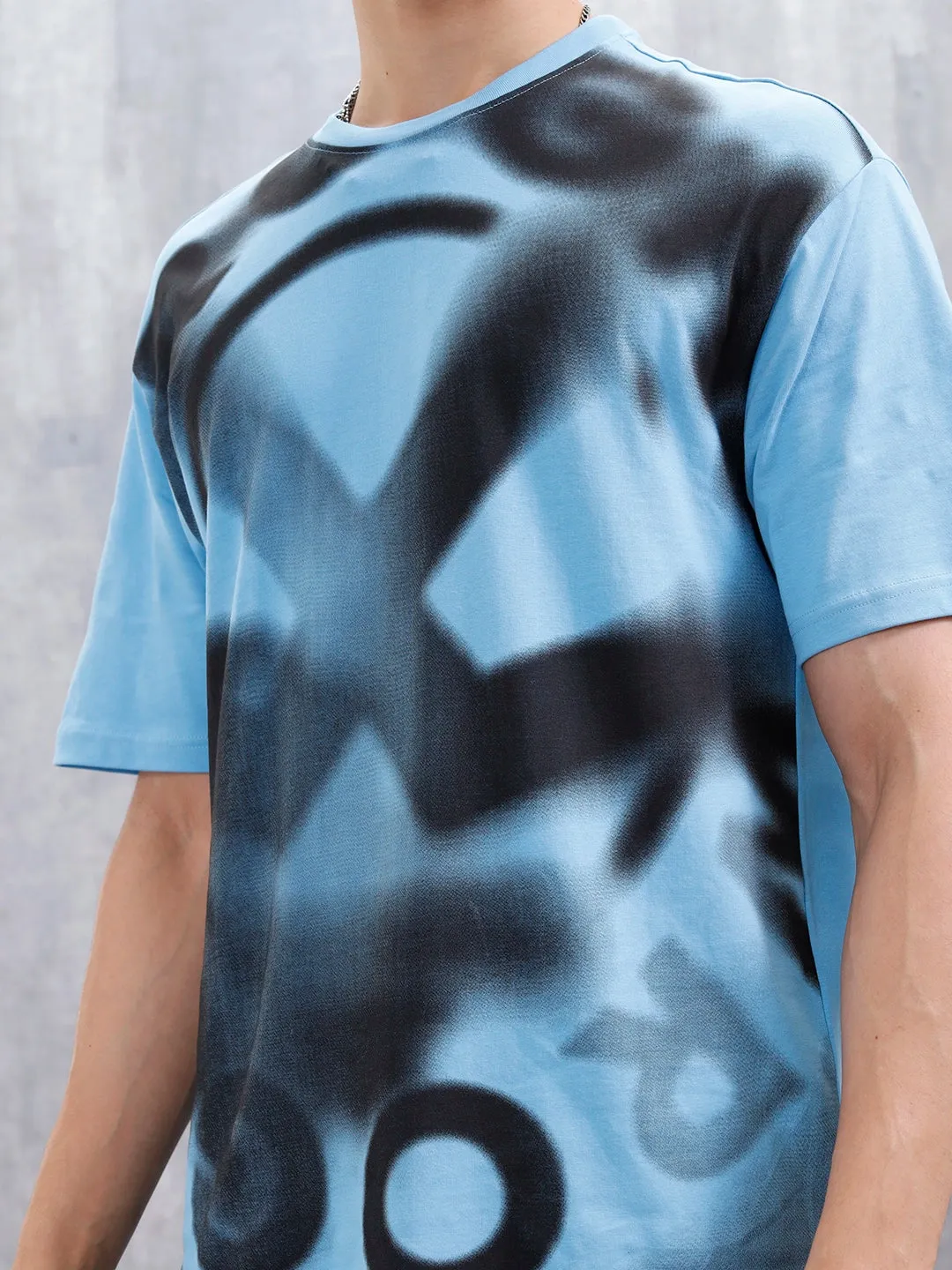 Wrogn Men’s Oversized Graphic Print T-Shirt | Blue sold by Wrogn product image thumbnail 5