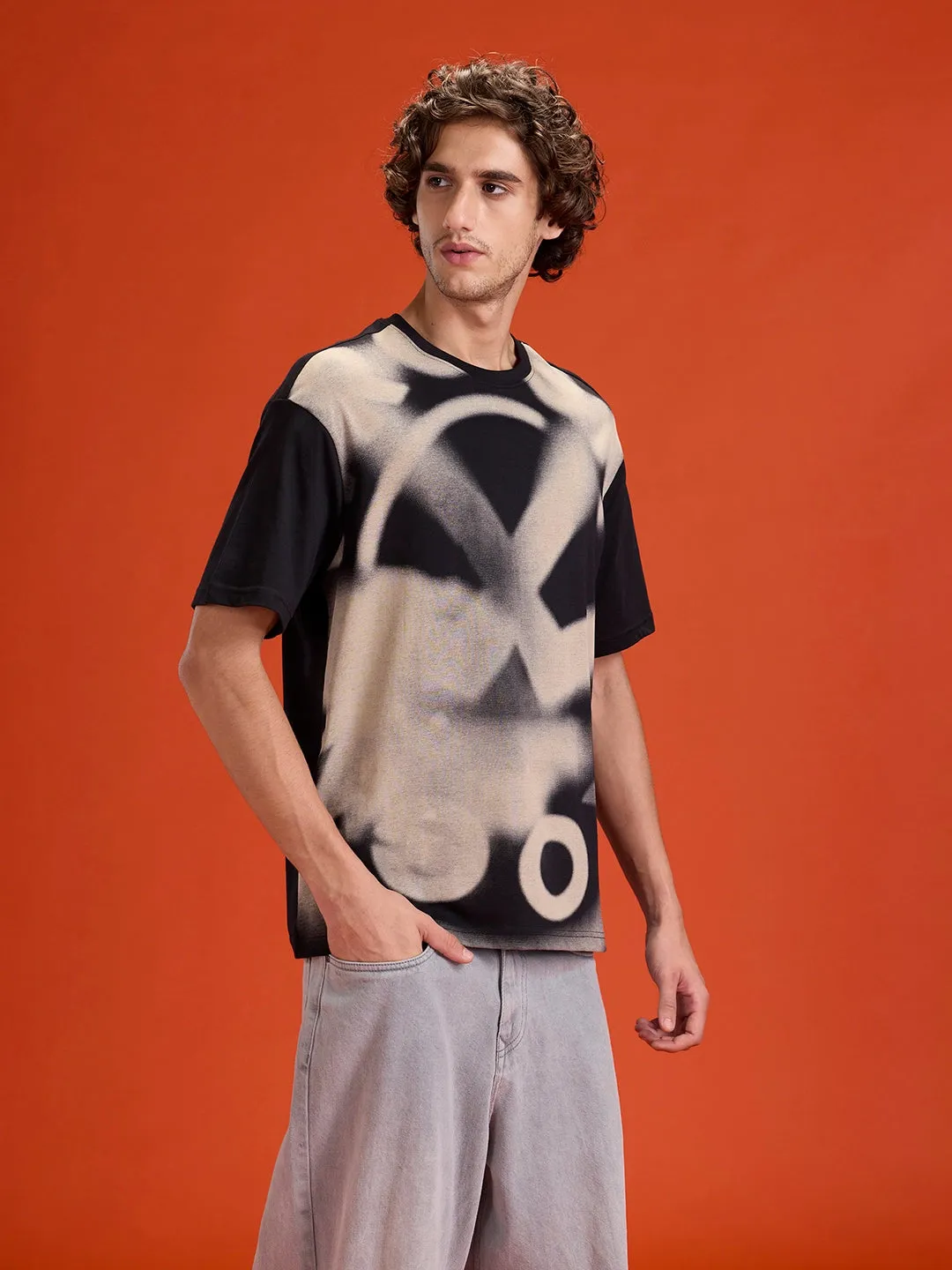 Wrogn Men’s Oversized Graphic Print T-Shirt | Black sold by Wrogn