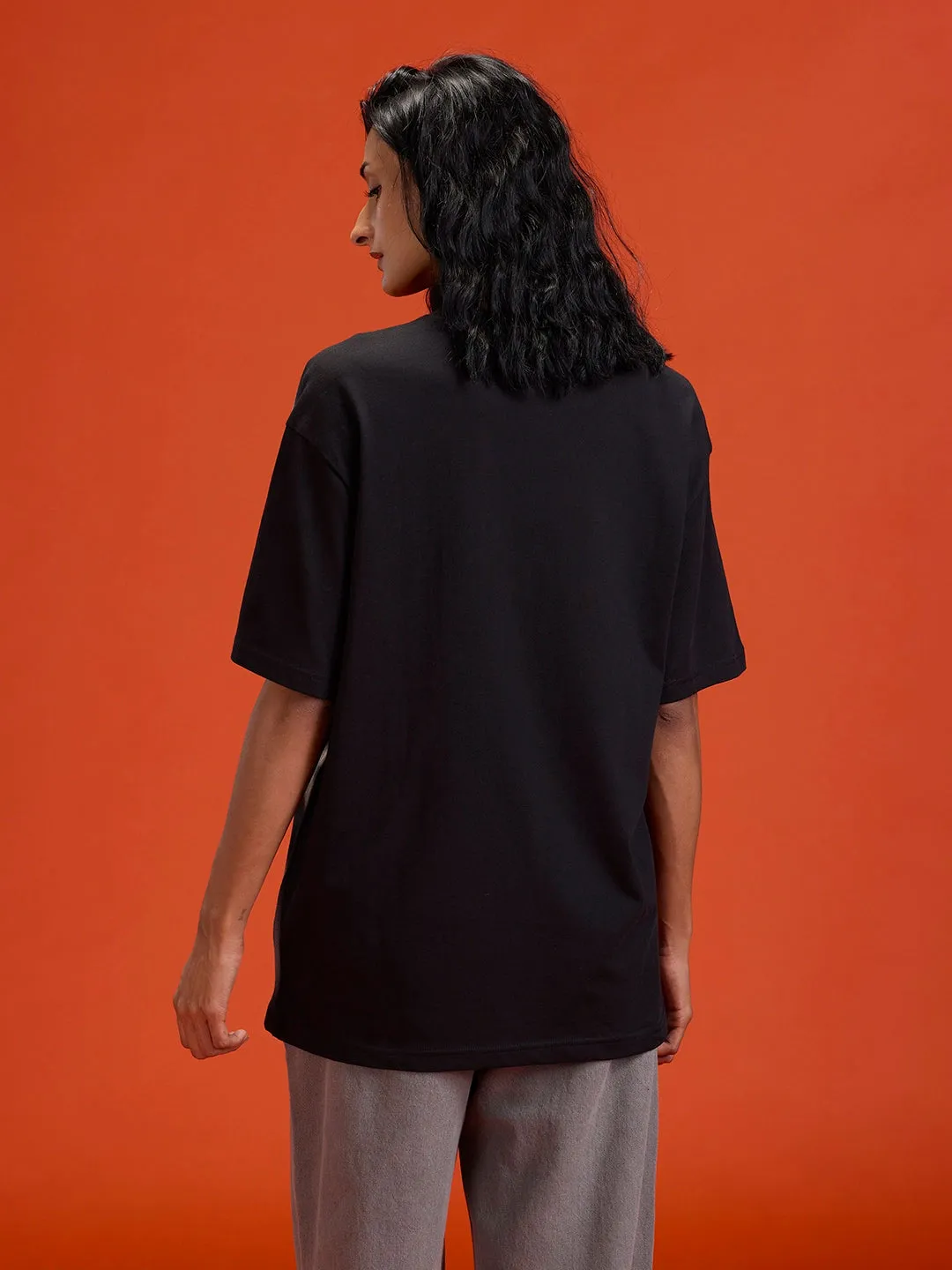 Wrogn Men’s Oversized Graphic Print T-Shirt | Black sold by Wrogn product image thumbnail 4