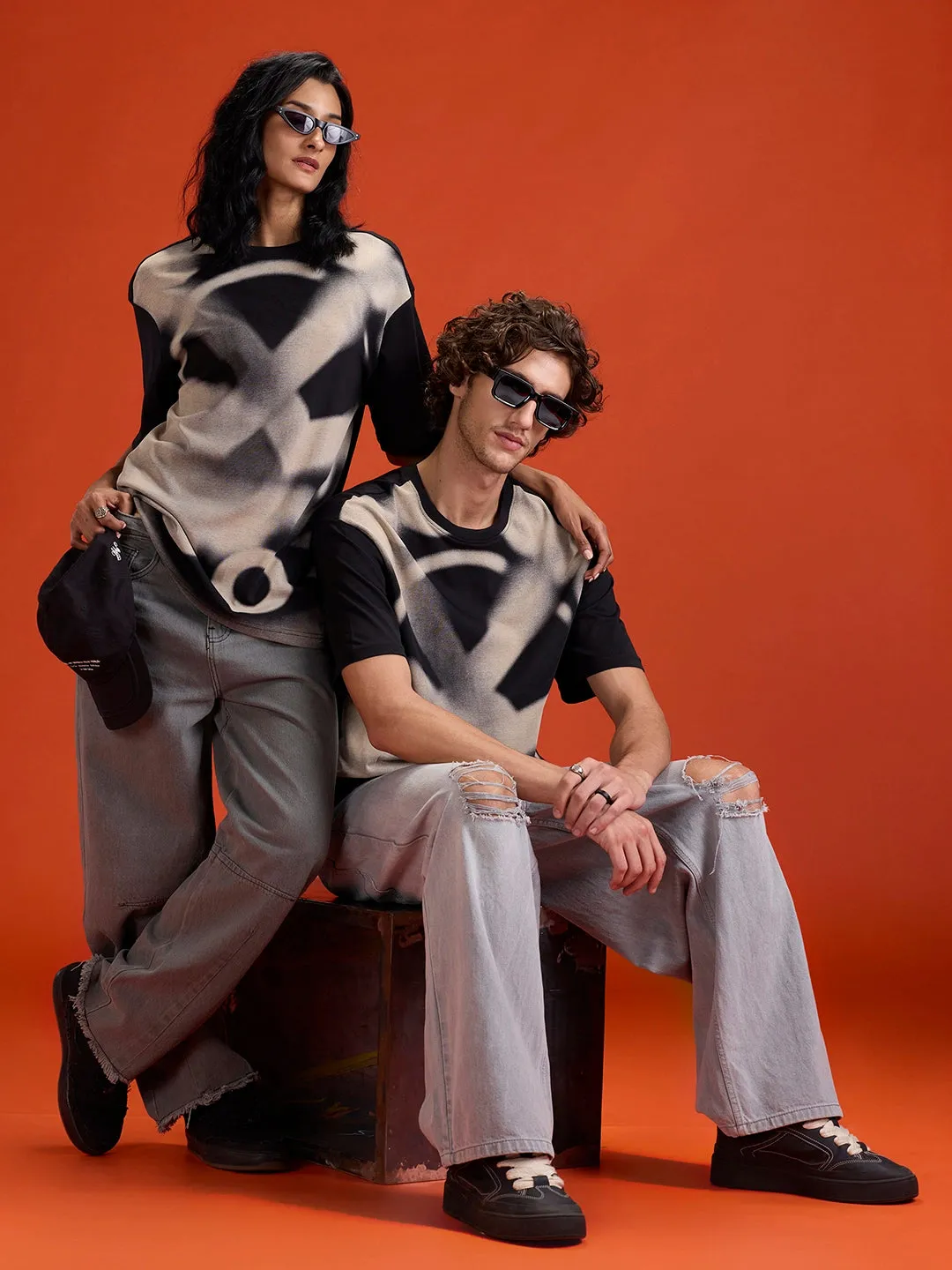 Wrogn Men’s Oversized Graphic Print T-Shirt | Black sold by Wrogn product image thumbnail 3