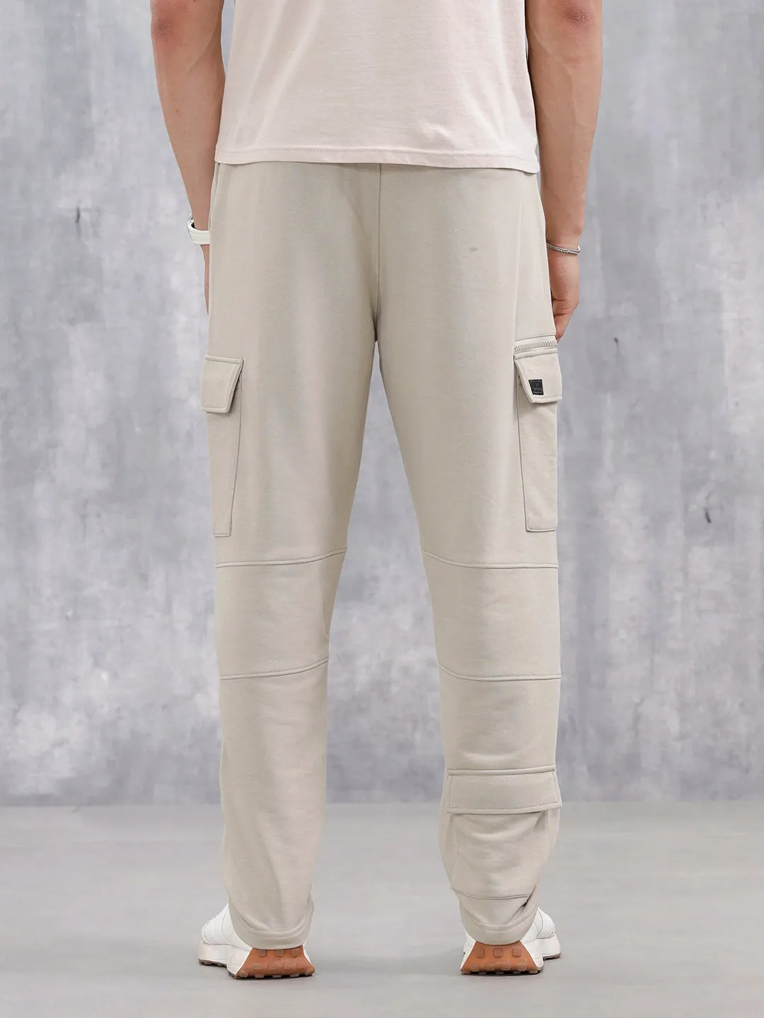 Men’s Relaxed Fit Knit Jogger With Utility Pockets | Grey sold by Wrogn product image thumbnail 3