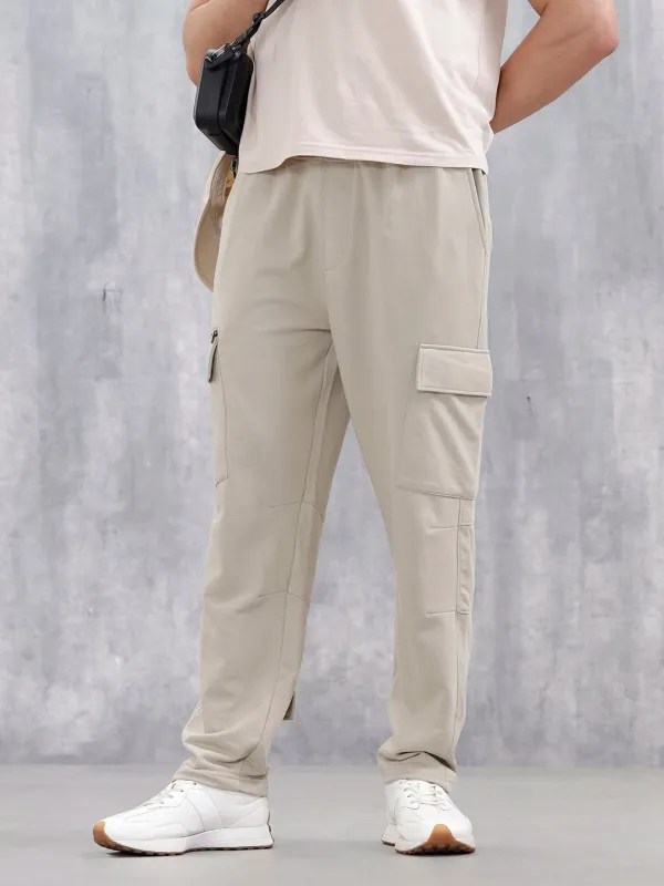 Men’s Relaxed Fit Knit Jogger With Utility Pockets | Grey sold by Wrogn