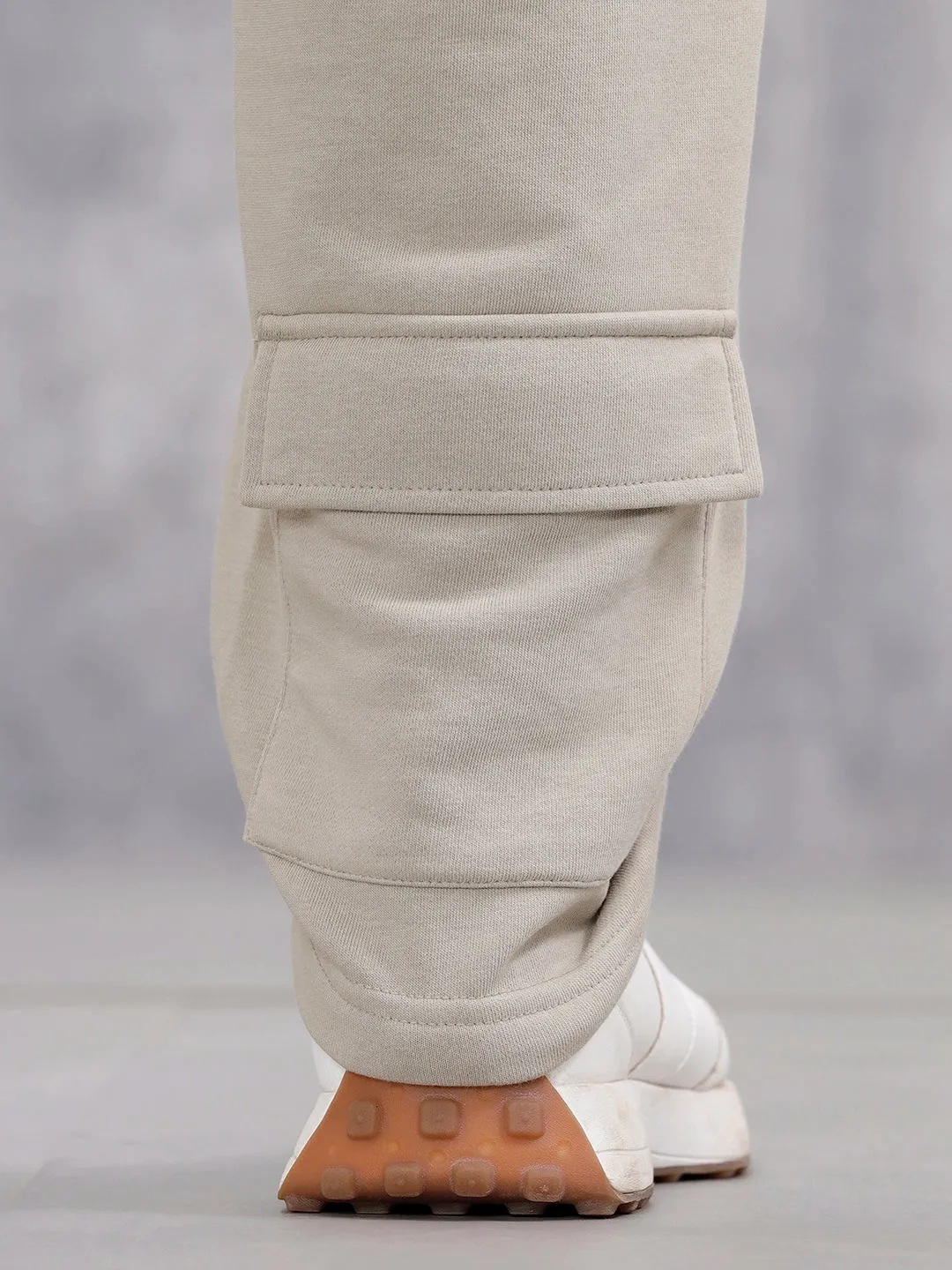 Men’s Relaxed Fit Knit Jogger With Utility Pockets | Grey sold by Wrogn product image thumbnail 5