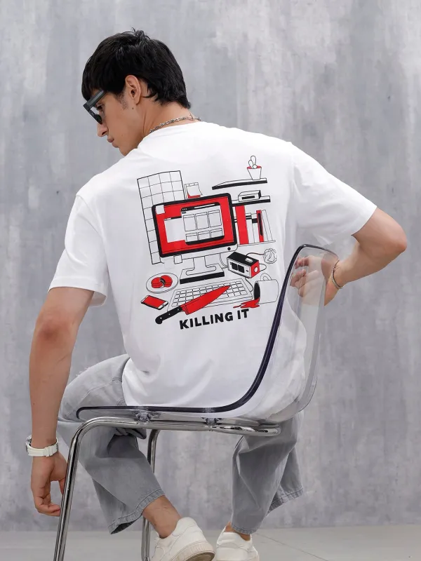 Men’s Casual Oversized Fit Graphic T-Shirt | Brown sold by Wrogn