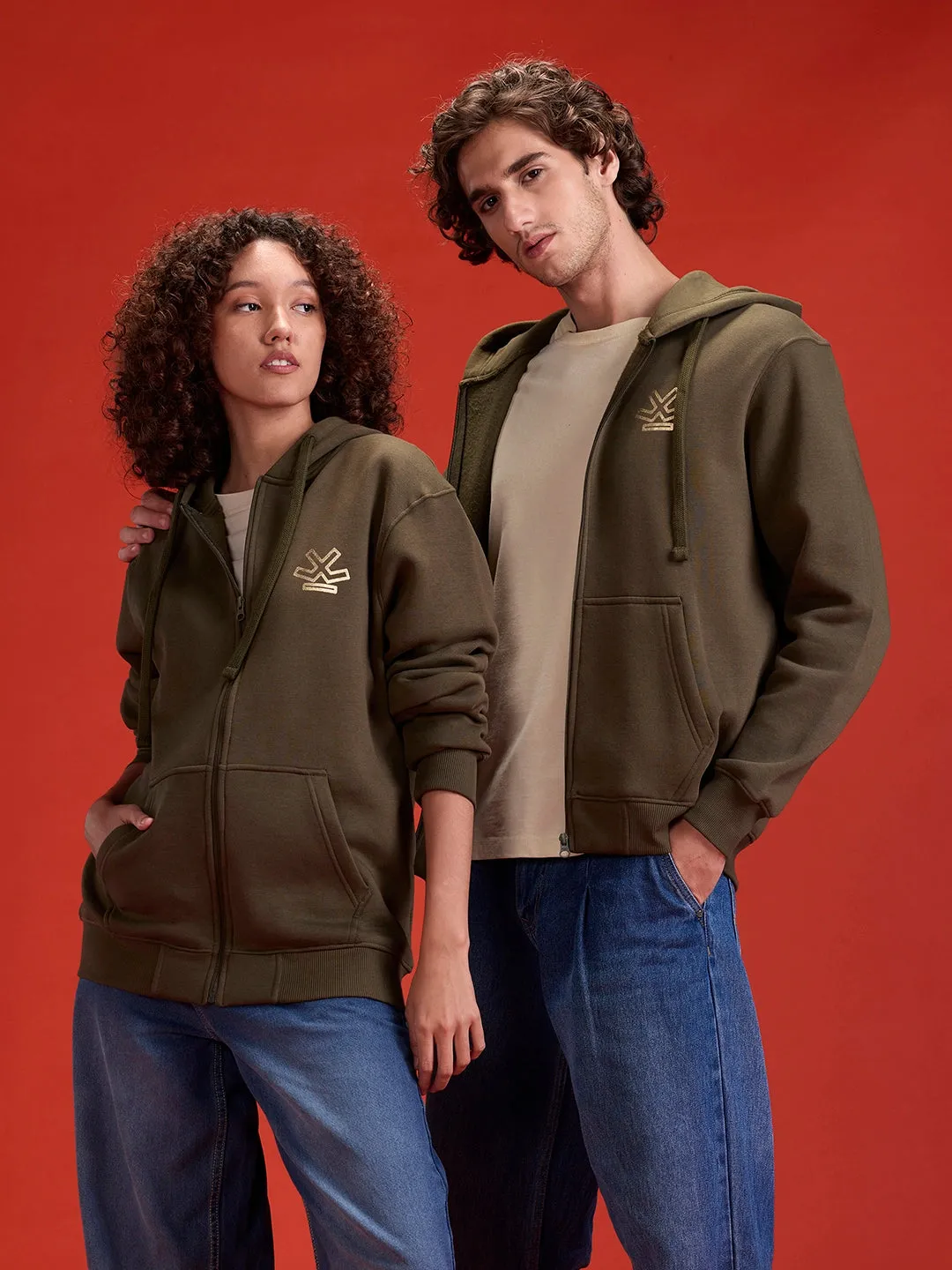 All-Day Casual Comfort Fit Hooded Sweatshirt | Olive sold by Wrogn product image thumbnail 3