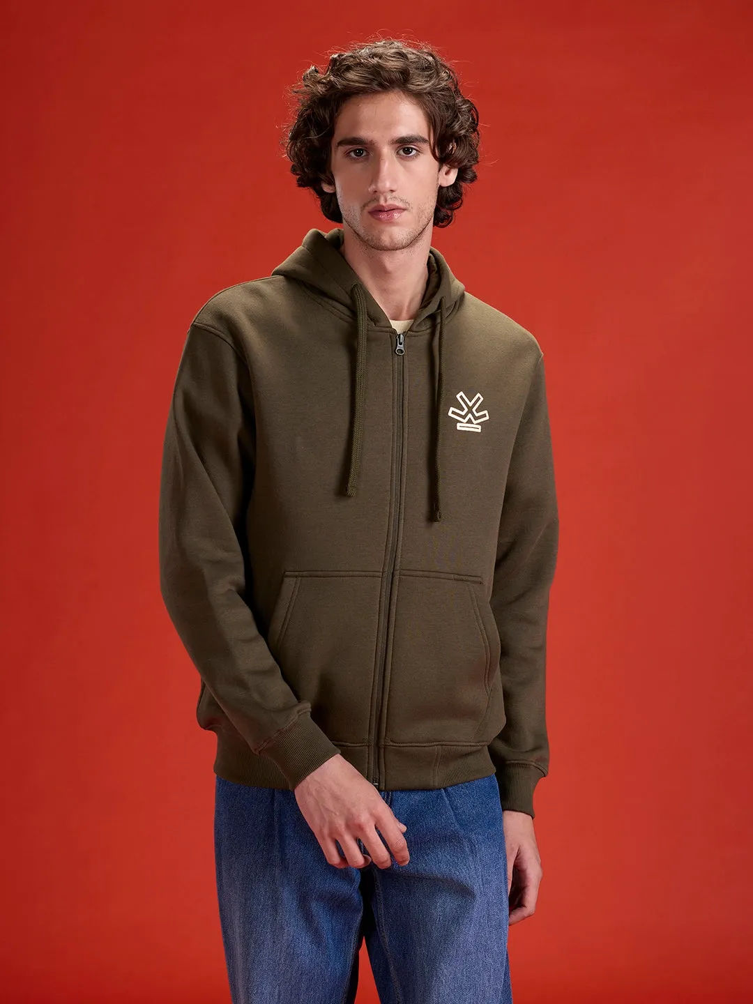 All-Day Casual Comfort Fit Hooded Sweatshirt | Olive sold by Wrogn