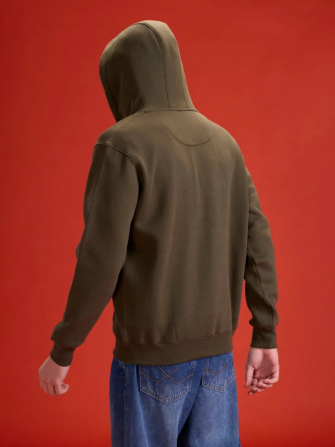 All-Day Casual Comfort Fit Hooded Sweatshirt | Olive sold by Wrogn product image thumbnail 2