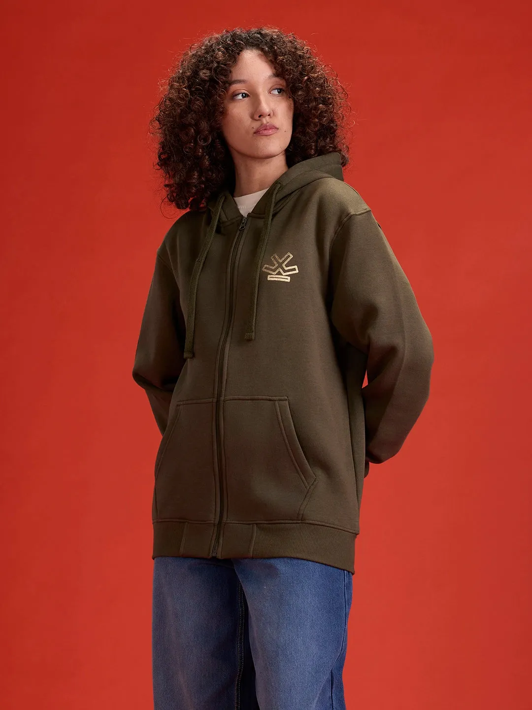 All-Day Casual Comfort Fit Hooded Sweatshirt | Olive sold by Wrogn product image thumbnail 5