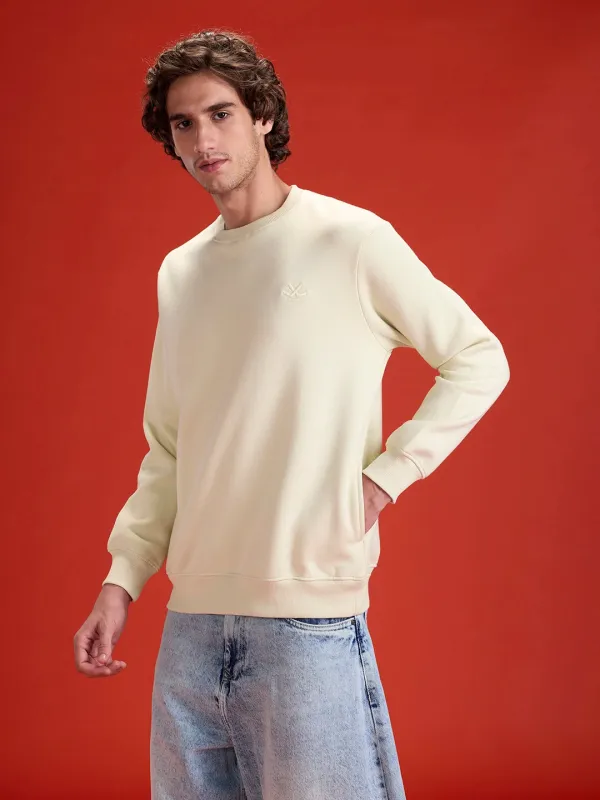 Men's Solid Casual Comfort Fit Sweatshirt | Aloe Wash sold by Wrogn