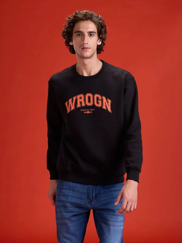 Wrogn Graphic Printed Comfort Fit Sweatshirt | Black sold by Wrogn