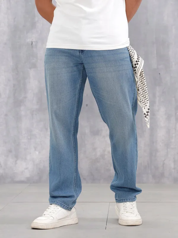 Mid Washed Casual Anti Fit Jeans For Men | Med Stone sold by Wrogn