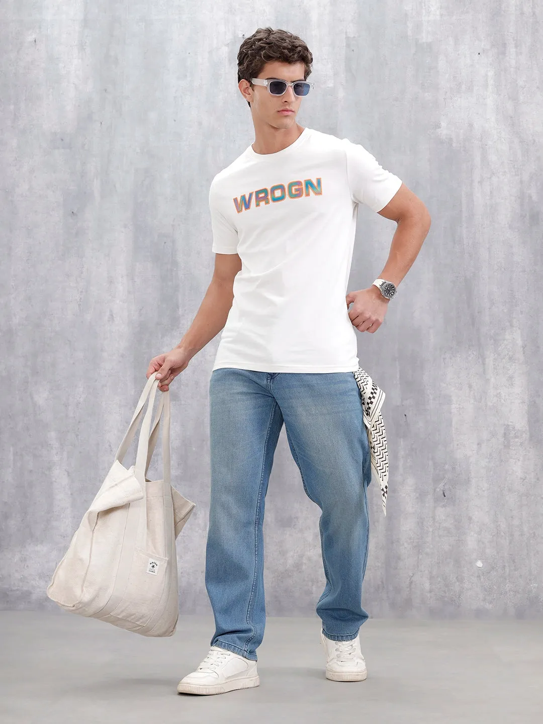 Mid Washed Casual Anti Fit Jeans For Men | Med Stone sold by Wrogn product image thumbnail 2