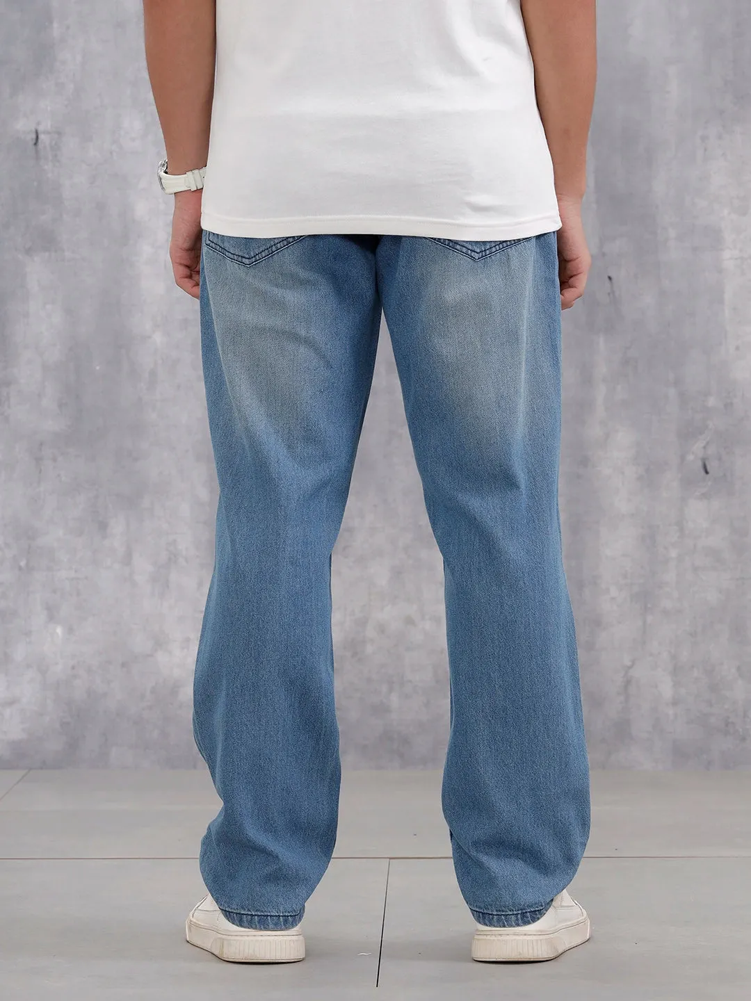 Mid Washed Casual Anti Fit Jeans For Men | Med Stone sold by Wrogn product image thumbnail 3