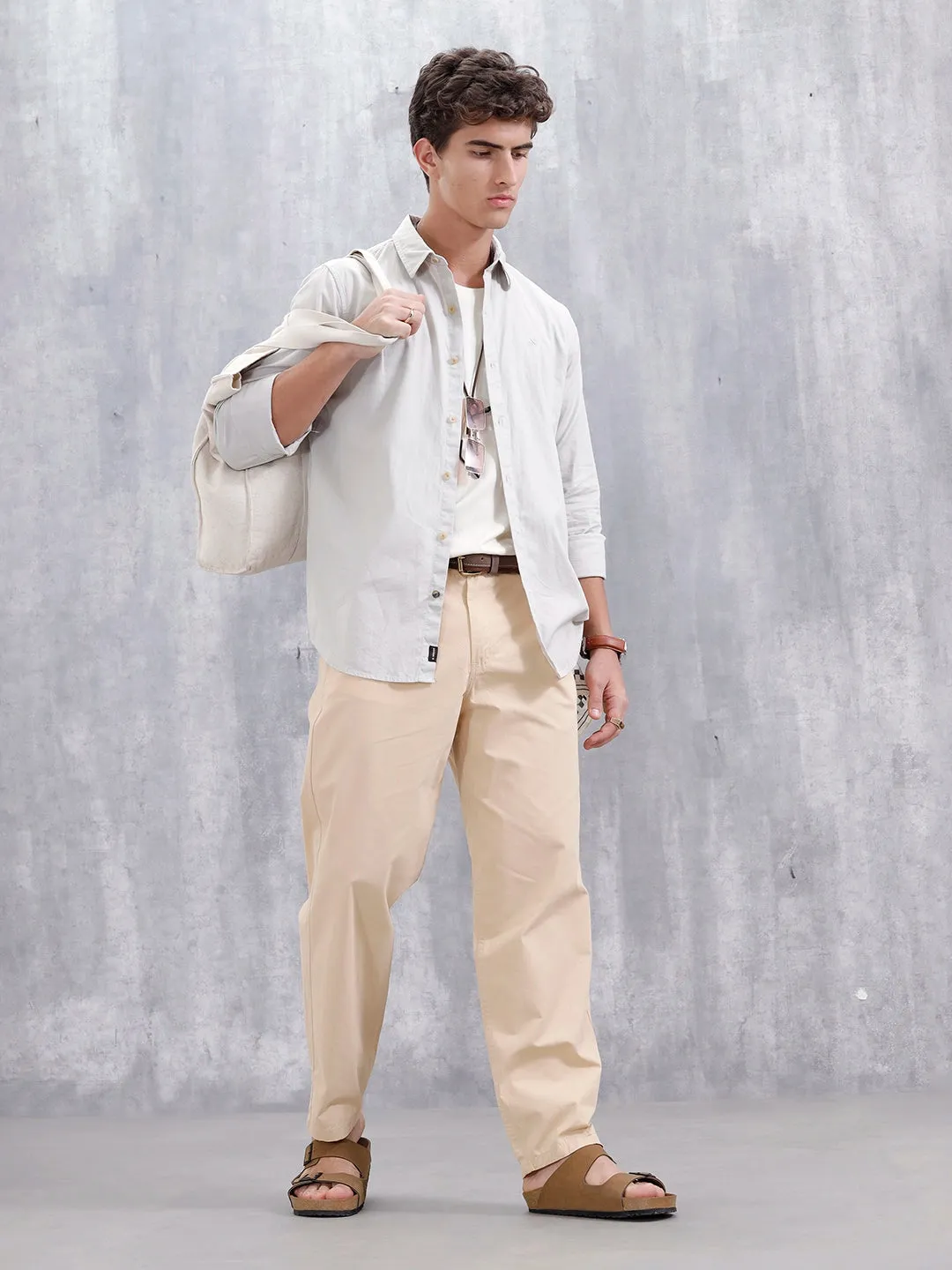 Men's Casual Loose Fit Tapered Trouser | Beige sold by Wrogn product image thumbnail 2