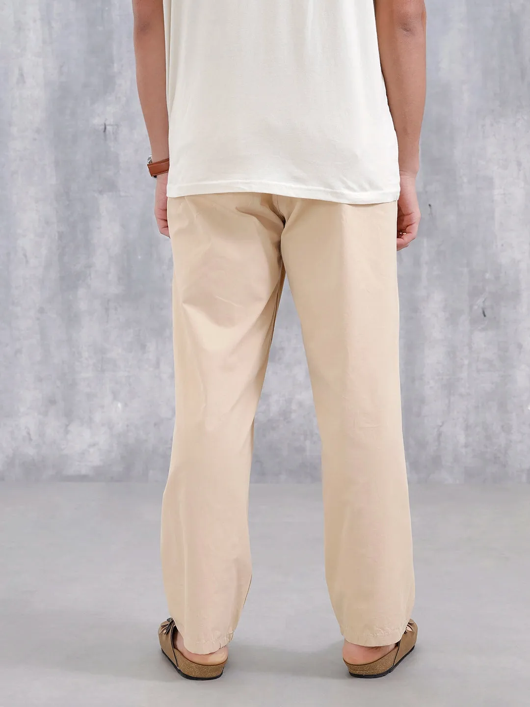 Men's Casual Loose Fit Tapered Trouser | Beige sold by Wrogn product image thumbnail 3