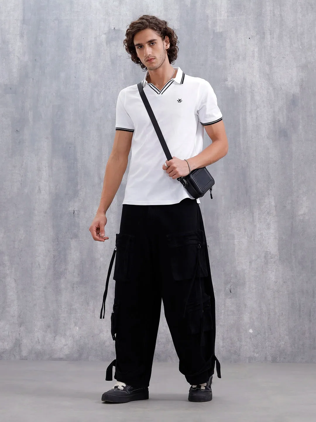 Slim Fit 100% Cotton Johnny Collar Polo With Contrast Tipping | White sold by Wrogn product image thumbnail 5